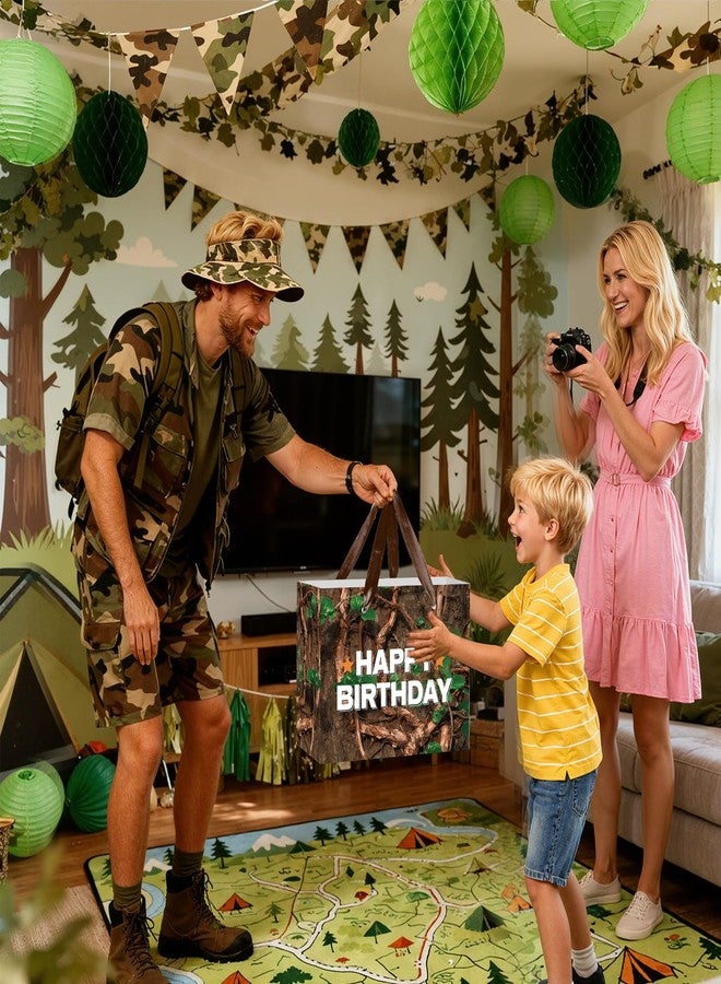 Woosytoo Happy Birthday Gift Bag for Boys & Men – Rustic Hunting Theme Gift Bag with Tissue Paper, Reusable Heavy-Duty Party Favor Bag for Outdoor, Deer, Hunting Birthday Party - Image 3